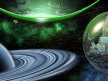 Weltkulturerbe Kölner Dom im Weltraum mit Saturn